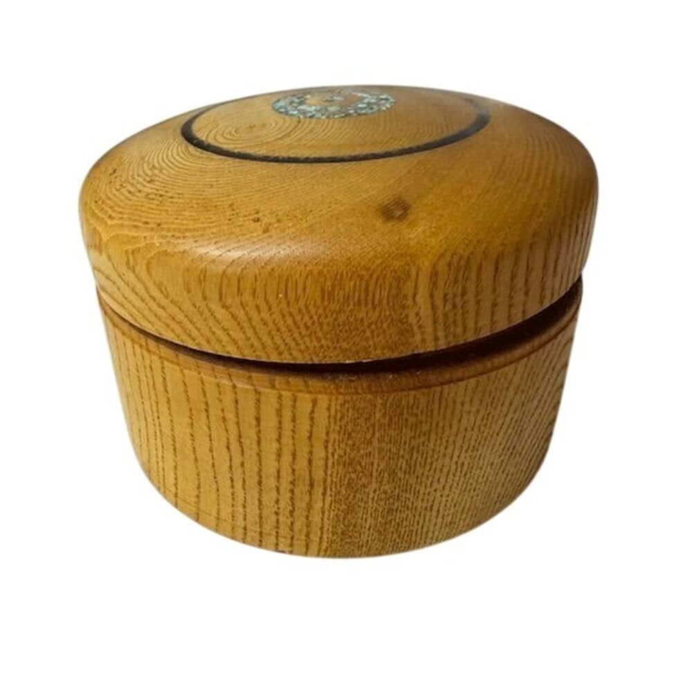 Handcrafted Wooden Music Box With Turquoise Inlay Lid